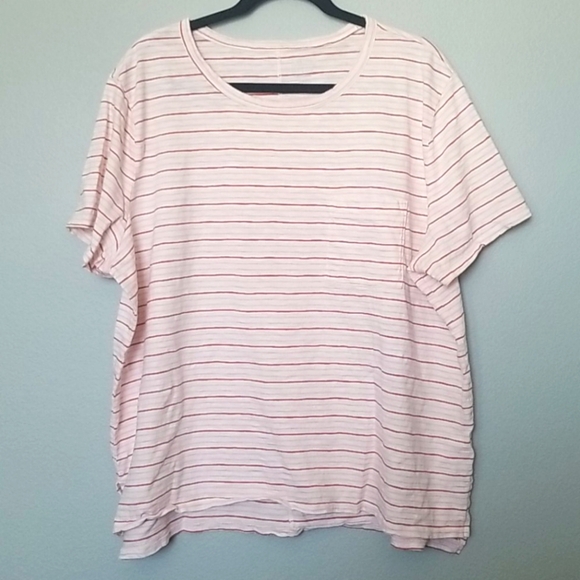 Old Navy Basic cream striped short sleeve tee XXL 90's 00's Y2K - Picture 1 of 8